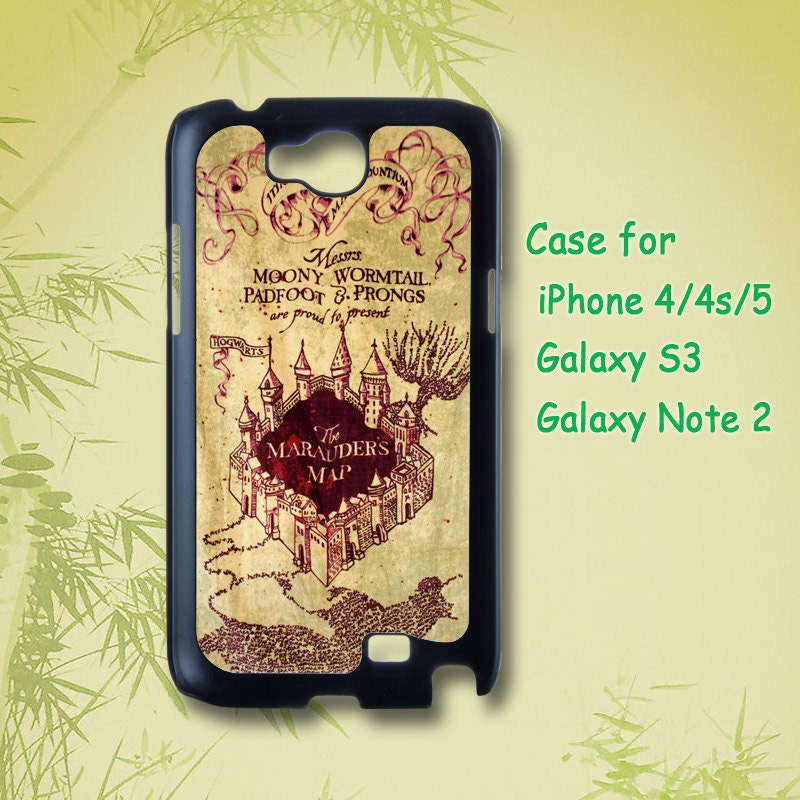 Harry Potter Marauder's map - iphone 4 / 4S case , iphone 5 case , Samsung Galaxy S3 and Note 2 case in black or white