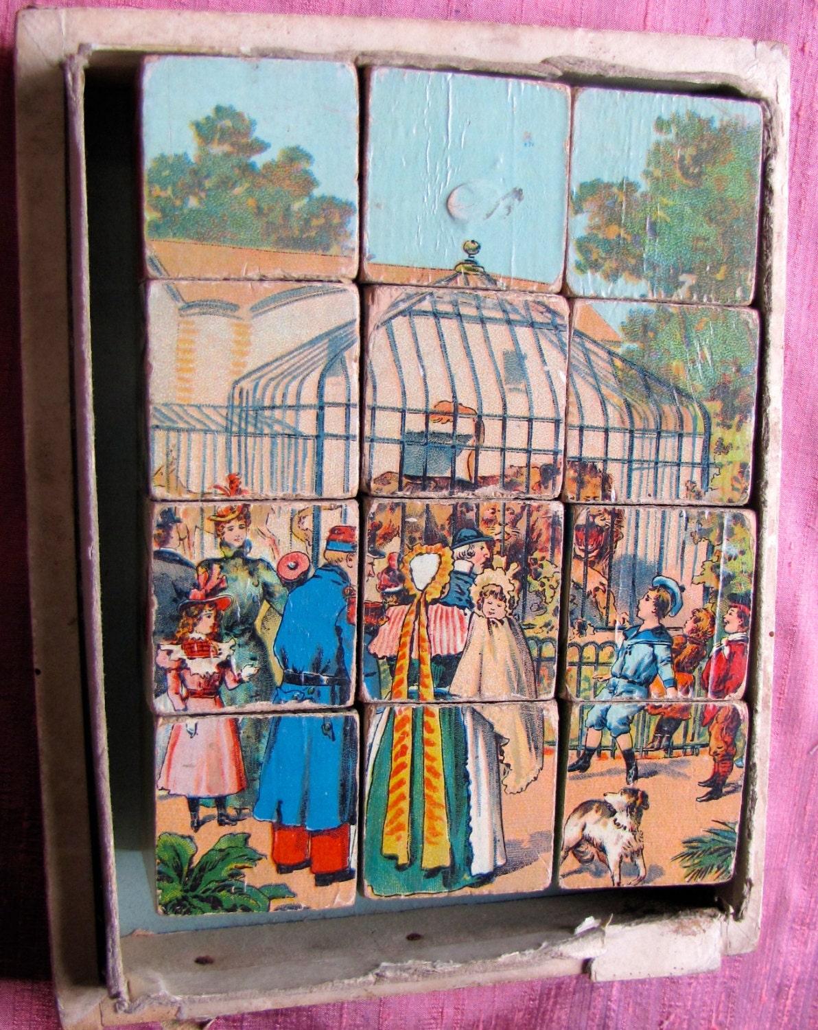 French vintage children blocks, illustrated, 1900