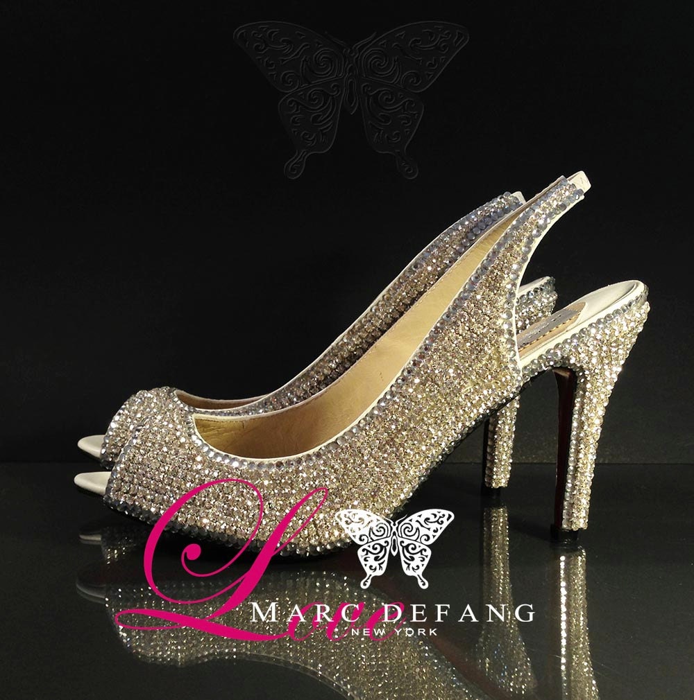 Leather, 3" Heels, Luxury Clear Crystal (Casing) Pumps
