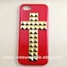 iPhone 5 Case, studded iPhone 5 Case, Cross Studded Iphone Case , Golden pyramid studs red IPHONE Case----for Apple iPhone Case 5