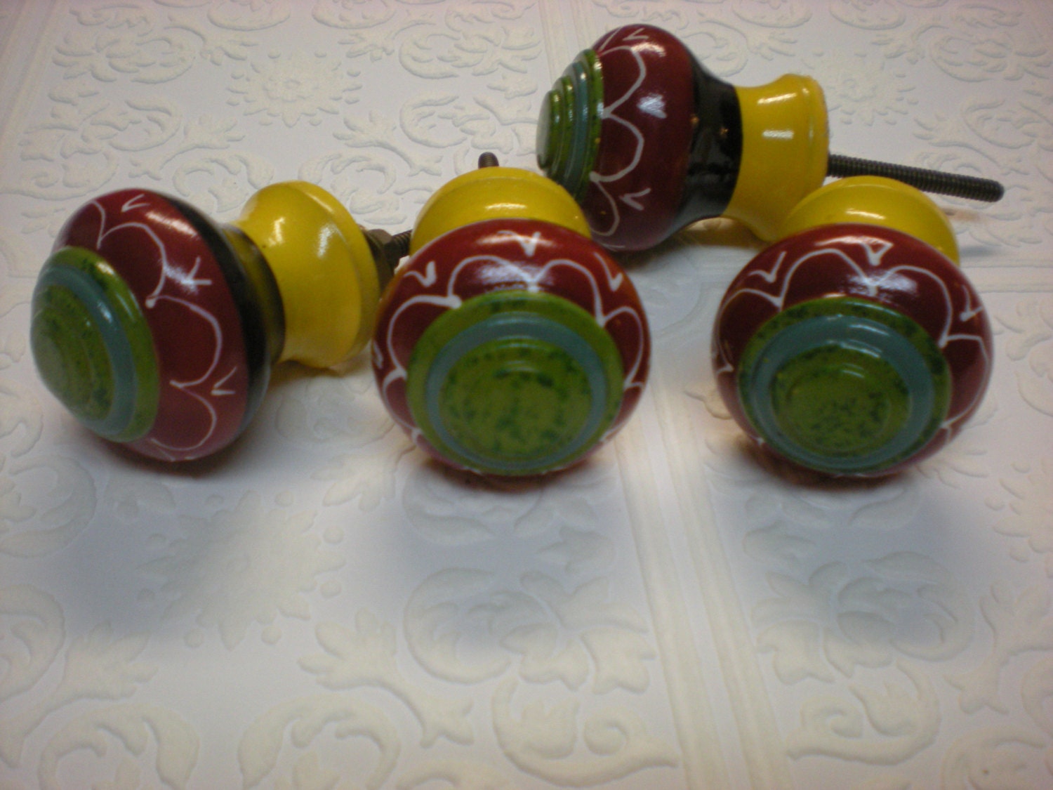 Multi Color- Knob-Vintage- Dresser Knobs-  Drawer Pulls- Shabby Chic Decor- Knobs-Cottage Chic-HomeDecor-Drawer Knobs