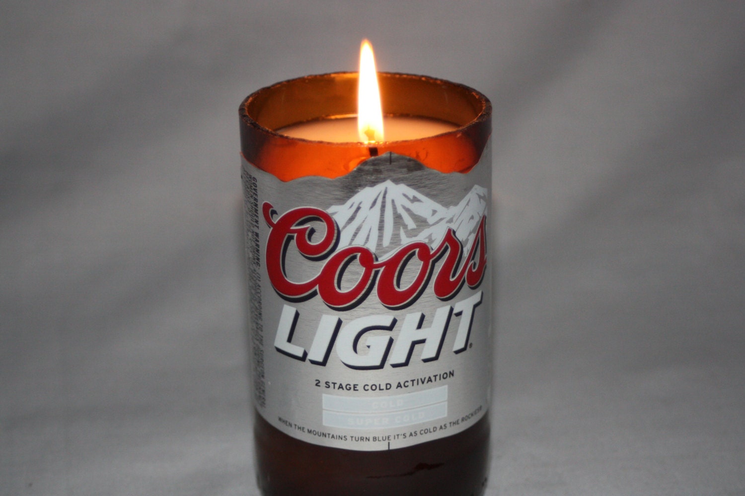 Recycled Beer Bottle - Coors Light -  Candle - Custom Made