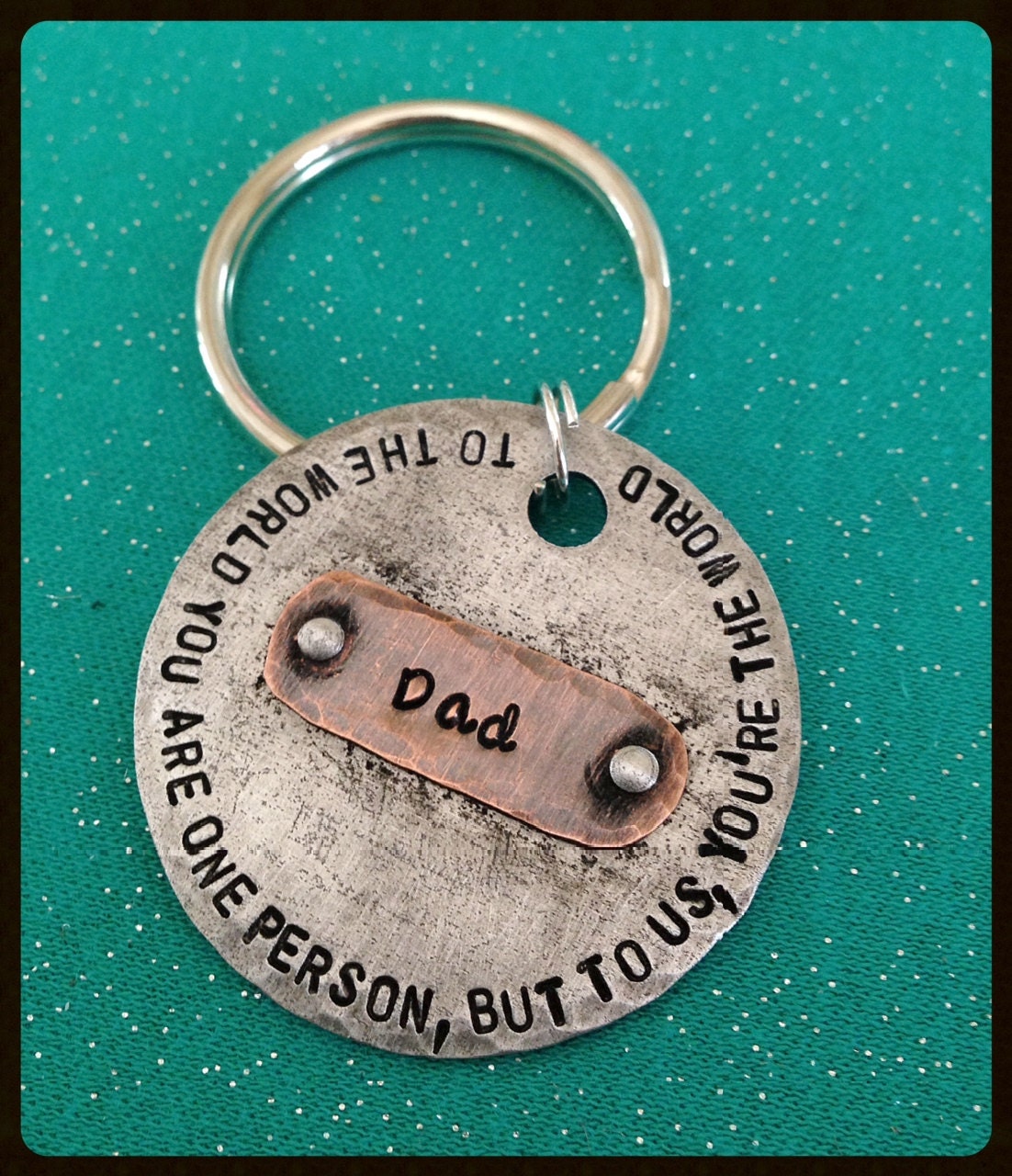 Custom hand stamped keychain, dad keychain, personalized keychain, Father's Day, engraved keychain, dad gift