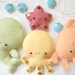 PDF pattern - Four cute sea creatures - octopus, whale, starfish and crab - DIY felt ornaments, baby crib mobile