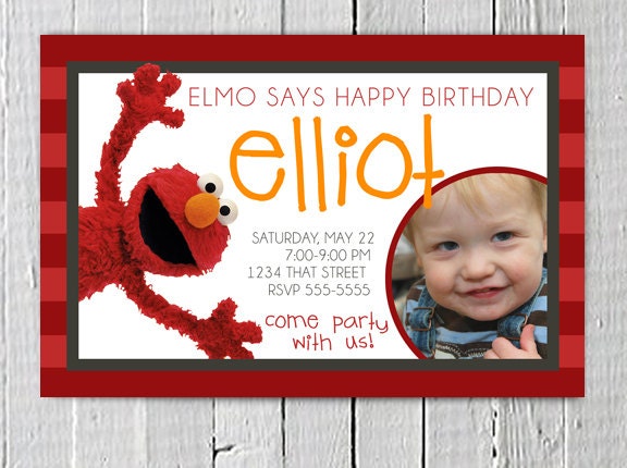 Elmo Printable Custom Birthday Invitation, PDF file, Picture invite, Sesame Street Birthday party