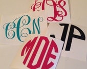 Monogram Car Decal Monogrammed Vinyl 3.5 inches you choose font and color