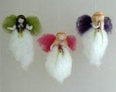 Needle Felted Angel, Guardian Angel, Fairy Friend, Waldorf, White, Pink, Green, Purple, Wool, Natural, Eco friendly, Mobile