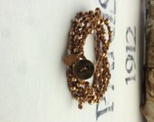 Crocheted Wrap Bracelet ore necklace, boho, surfer girl, Beach Jewelry in brown nylon thread, wrap 5x