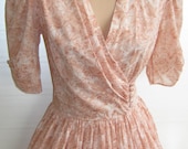 LAURA ASHLEY Vintage Peach Blossom Cotton Voile Summer / Tea Dress, UK 10 - VINTAGELAURAASHLEY