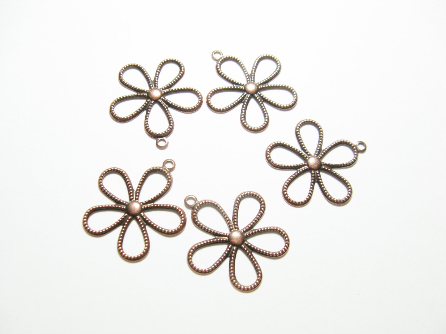 5 Copper plated flower findings