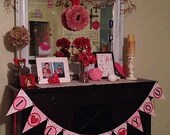 Free and Immediate Shipping - I LOVE YOU Valentine Decoration Red Pink White and Black Valentine Banner Garland Sign