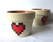 8bit Zelda Hearts Painted Flower Pot
