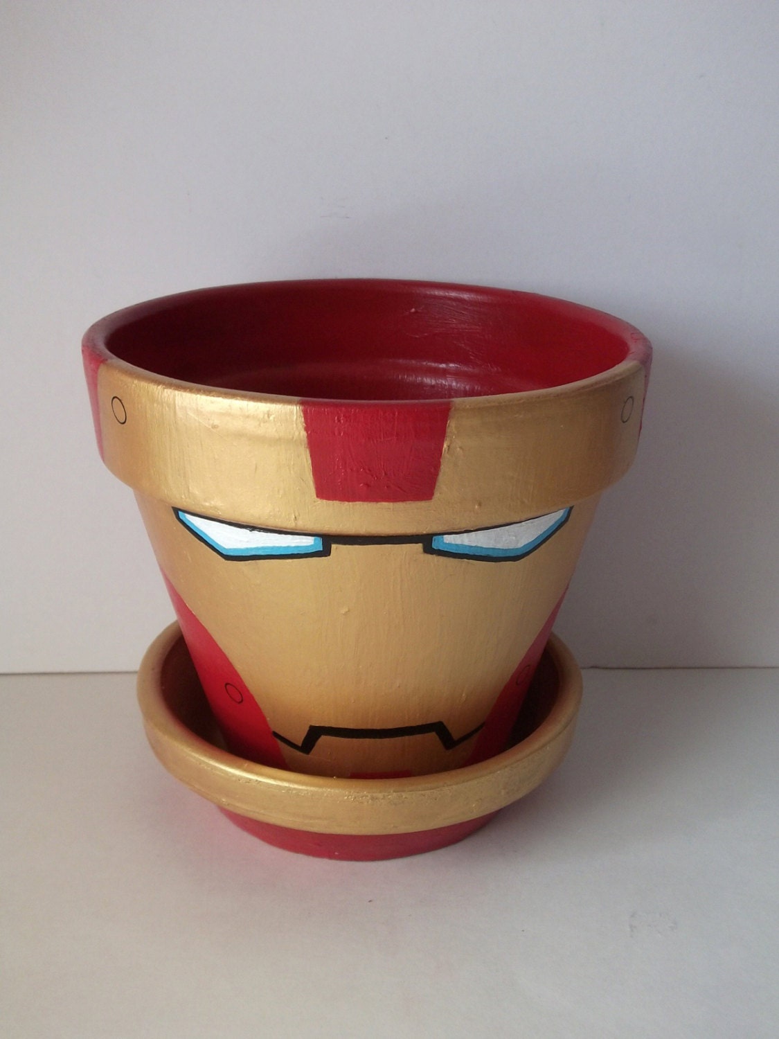 Iron Man Avengers Deluxe Painted Flower Pot with Tray Marvel Superhero IronMan 3