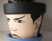 Star Trek Spock Hand Painted Flower Pot Gift Set