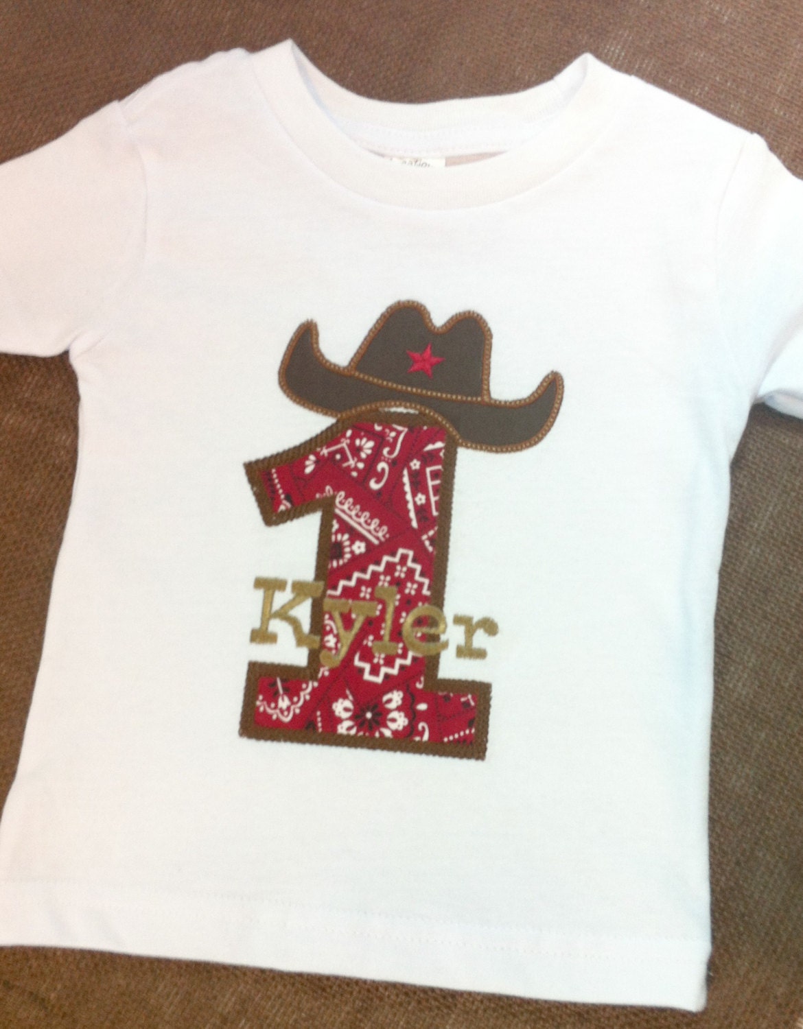 Boys Personalized Cowboy Birthday Onesie or T Shirt with Name - Custom - Western - First Birthday - Second Birthday - Rodeo - Bandana