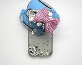 Handmade hard case for iPhone 4 & 4S: Bling cute pink bow with crystals (custom are welcome)