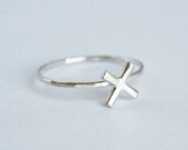 Silver X Ring, Stackable X Ring, Thin Silver Ring, SImple Silver Ring