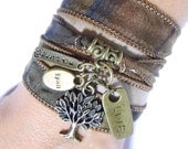 Tree of life wrap bracelet Yoga silk ribbon bracelet charms Bohemian Spiritual bracelet Nature bracelet Bohemian jewelry Mother's day Gift
