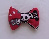 Hair Bow Clip in Cranberry Skeleton