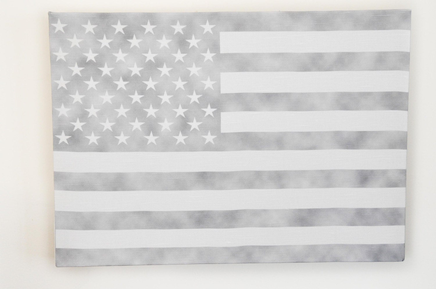 Gallery Wrapped FADED GRAY American Flag - Linen Cotton Canvas - Shabby Chic, Rustic, Home Decor, Chic Decor, Patriotic, Office Decor, Gift