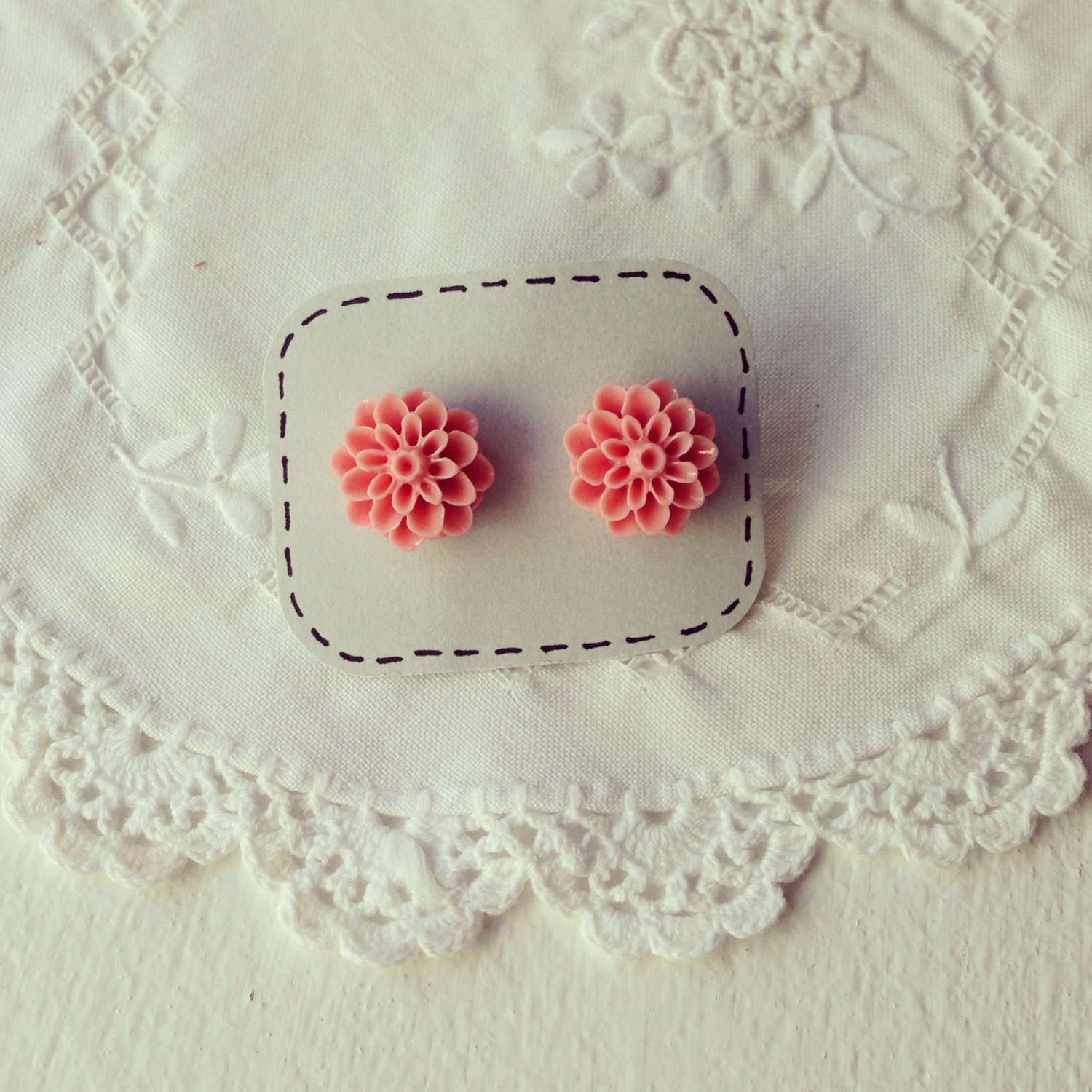 Pink  Chrysanthemum Earrings