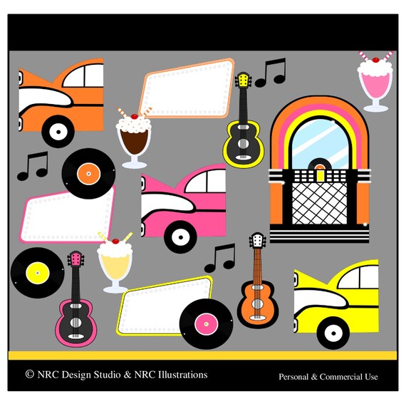 Fabulous 1950's Sock Hop Clip Art Graphics - Digital Clipart Commercial Use - Instant Download Il_570xn