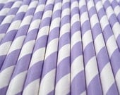 25 Light PURPLE / LAVENDER and WHITE Striped Paper Straws with Party Flags - Cake Accessory Lollipop Sticks - Baking Craft Party Supplies Il_170x135