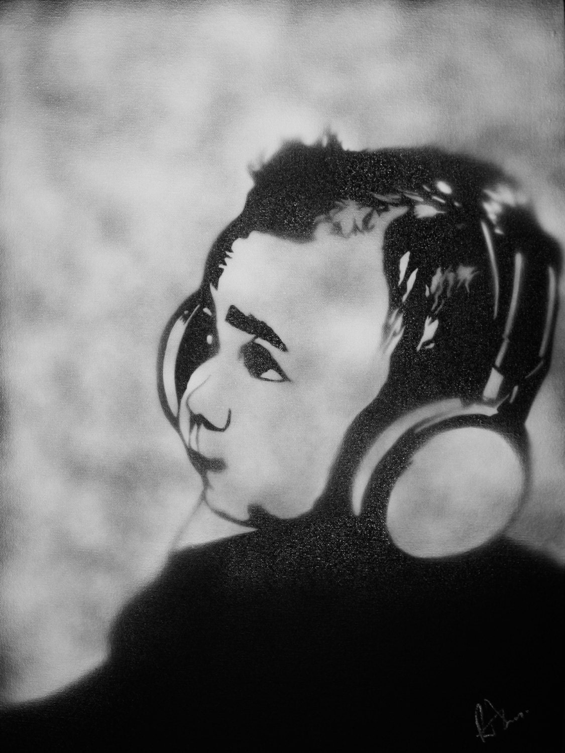 Art - "Listen Up" by Ray Ferrer - Original 24" x 18" Spray paint on Canvas w/ Signed COA