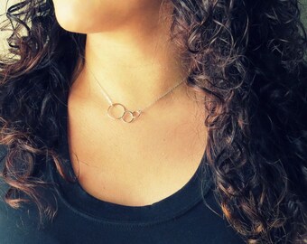 Three Circles Eternity Necklace, Sterling Silver Linked rings, Circles Necklace, Trinity Necklace, Silver Karma Necklace, Karma Charm