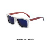 WoodRoze Wooden Sunglasses // Painted Bamboo // Polarized Mirror Blue Lens //  American Morning Tide