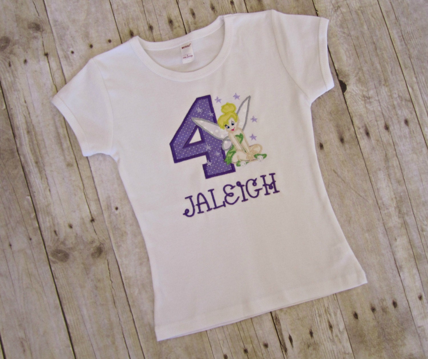 Personalized Tinkerbell Applique Birthday Shirt or Onesie- Girls Custom Tinkerbell Monogrammed Tee- Fairy Birthday