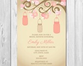 Mason Jar Branch Bridal Shower, Baby Shower, Birthday Invitation - Pinks - DIY - Printable Il_170x135
