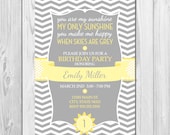 You Are My Sunshine Birthday Party Invitation - Chevron Stripes - DIY - Printable Il_170x135