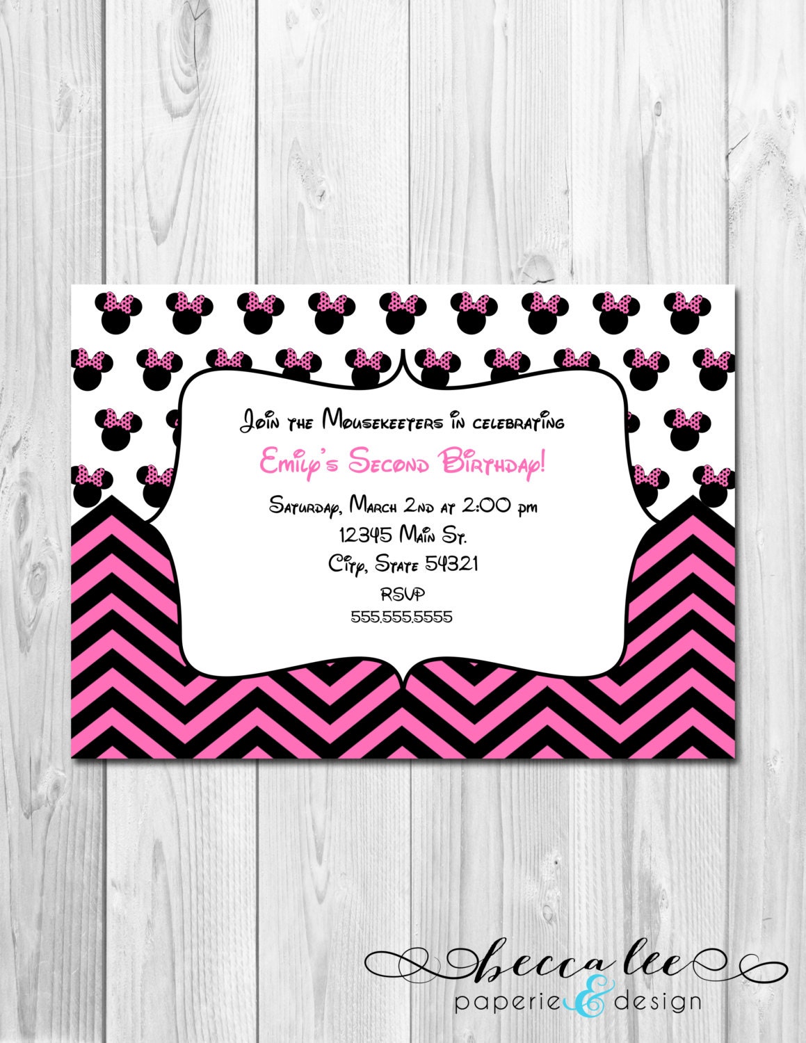 Minnie Mouse Inspired Birthday Party Invitation - Pink - DIY - Printable Il_570xn