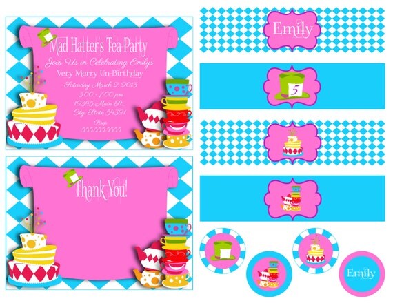 Alice in Wonderland - Mad Hatter's Tea Party - Party Pack - DIY - Printable Il_570xn