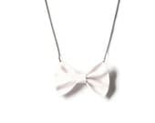 Bow Necklace - White Fabric Hair Bow Chain