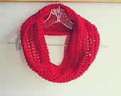 Sale - price's already reduced -  Cozy and warm crochet infinity scarf - red -handmade - chunky scarf - winter fashion accessory - cowl
