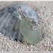 Pale Green Sea Glass Pendant Necklace w/ Sterling Silver Chain