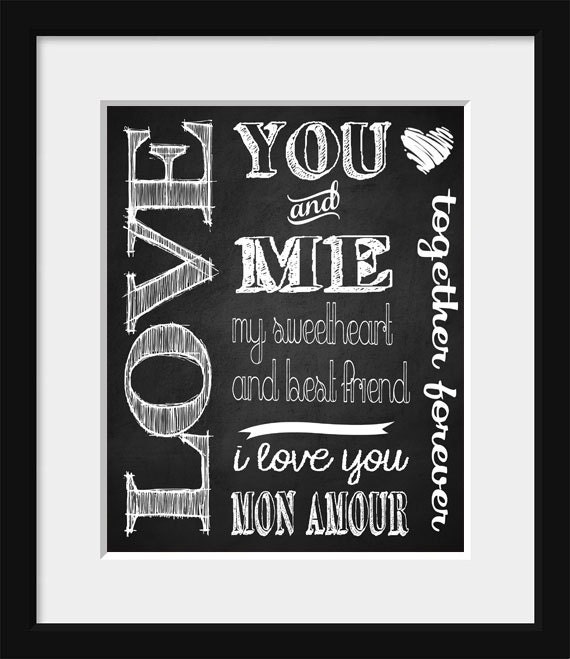 Love-Valentine-Anniversary-Wedding-Engagement-Chalkboard Art-Typography Print