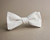 Tan Bow Tie with Small White Leaf Pattern