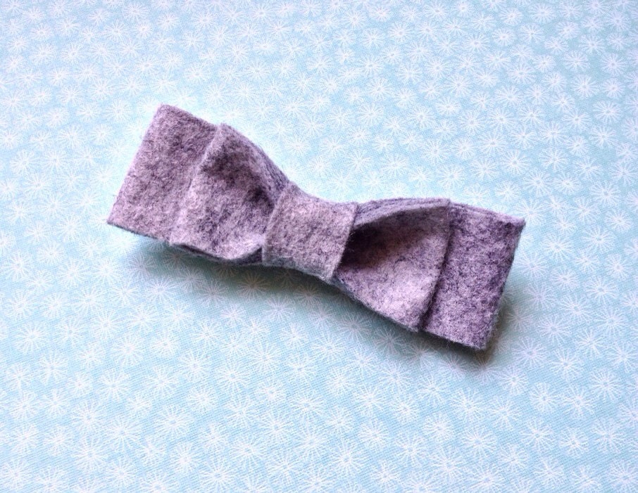 Gray Wool Felt Hair Bow Headband or Clip