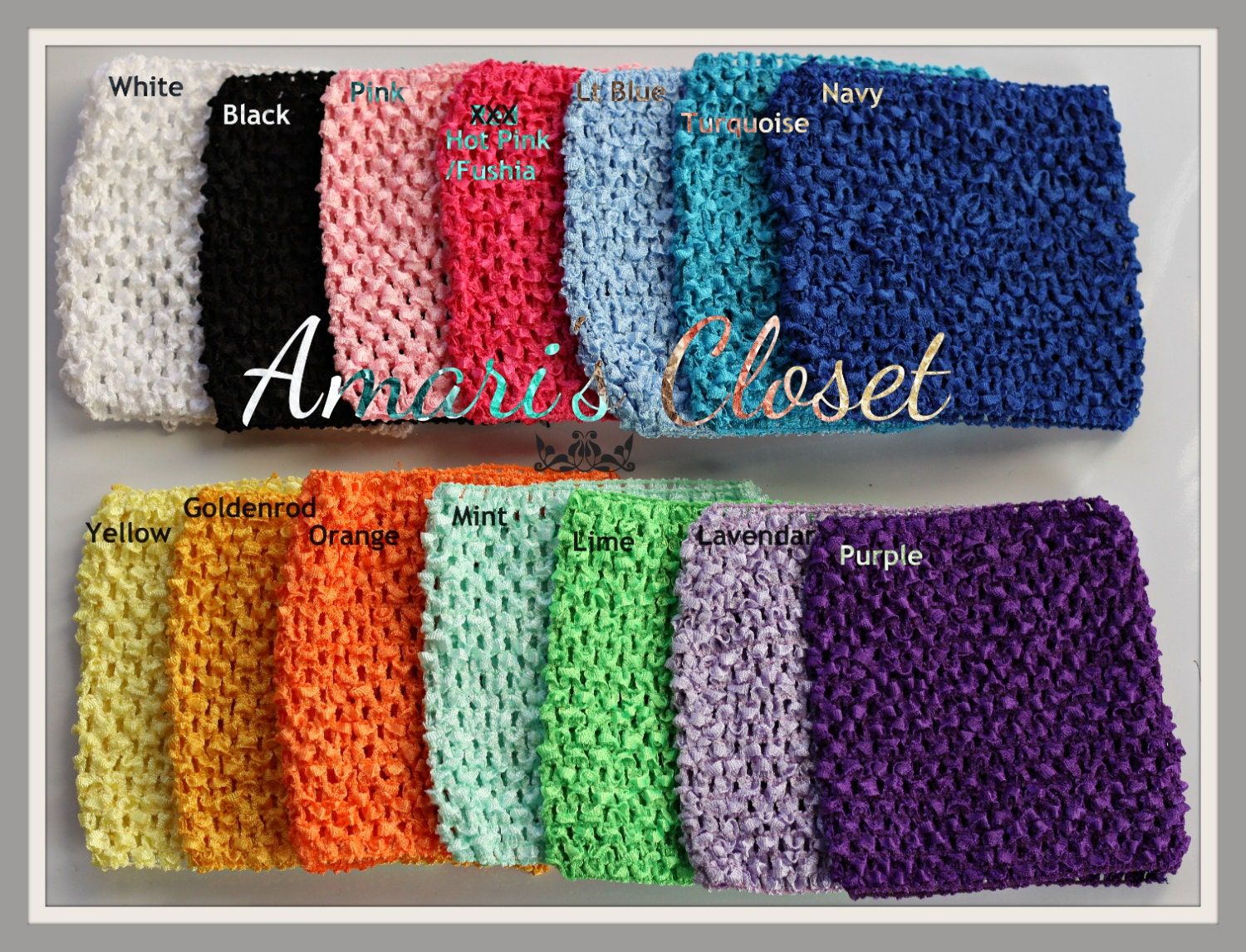 6" Crochet Headband with satin ribbon halter tie- You Choose Colors -- Perfect for Newborn and Toddler Photo Props