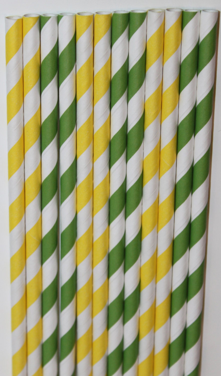 50 John Deere Inspired yellow green Stripe straws paper straws birthday party wedding cake pop sticks Bonus diy straw flags