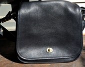 Vintage Coach Black Leather Stewardess Bag, style 9525