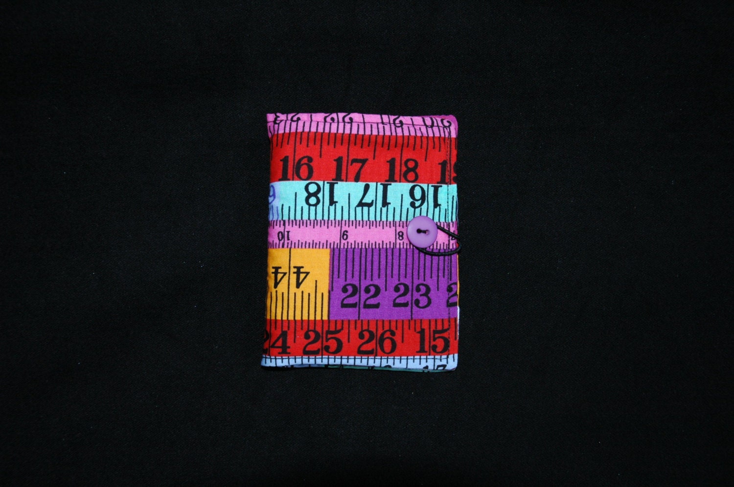 Tape measure themed sewing needle wallet or book- colourful  print- ready to ship