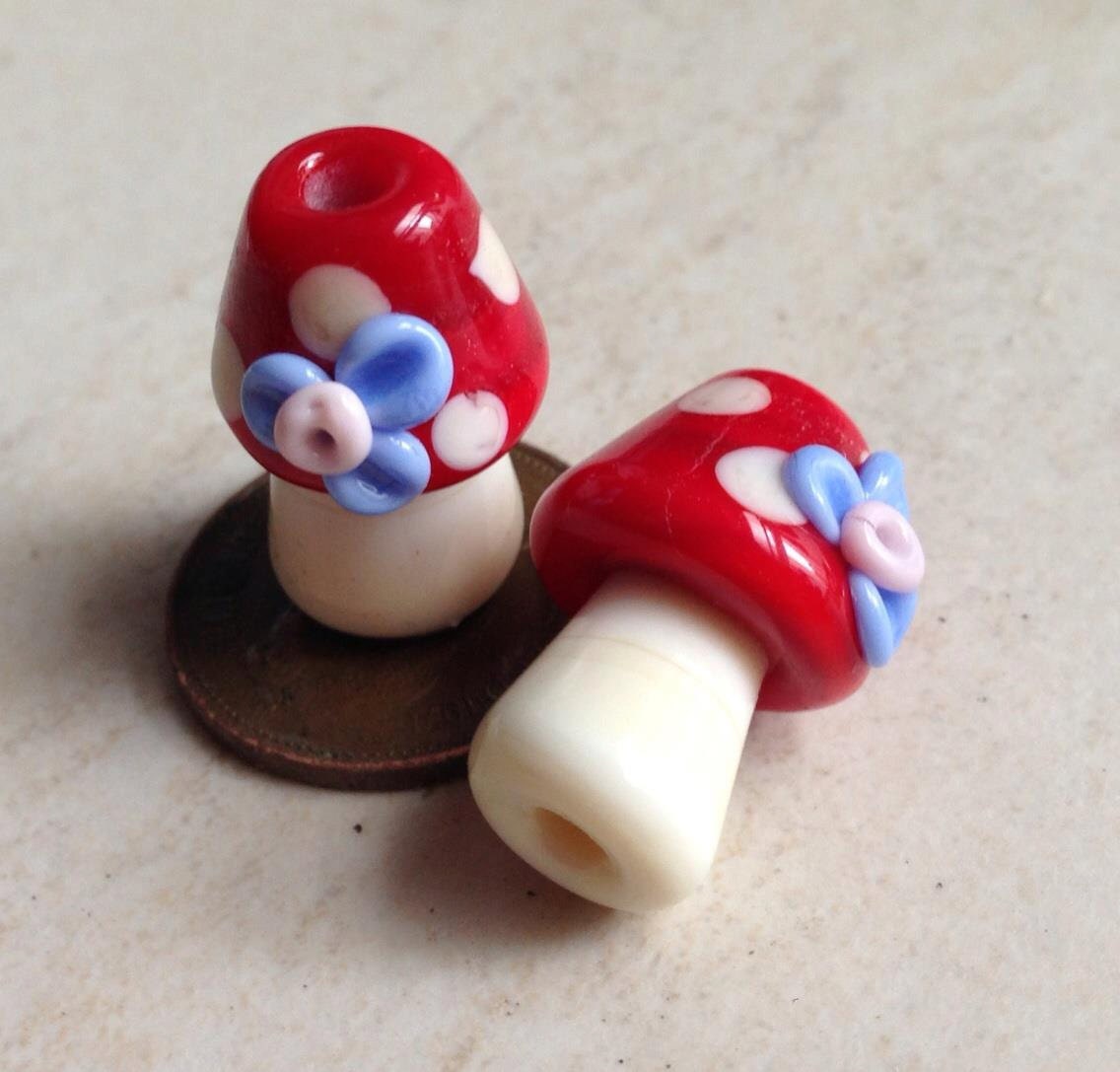 pair of lamwork mushroom / toadstools