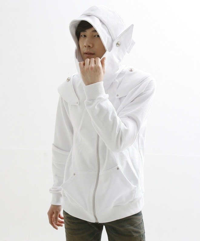 White Knight Medieval Armor Man Hoodie(100% Handmade ) Made To Order