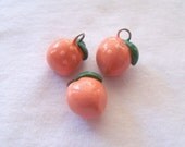 Sweet Pink Peach Charm - Handcrafted Polymer Clay Jewelry - Charm for Charm Bracelets, Earrings, Cell Phone Charm