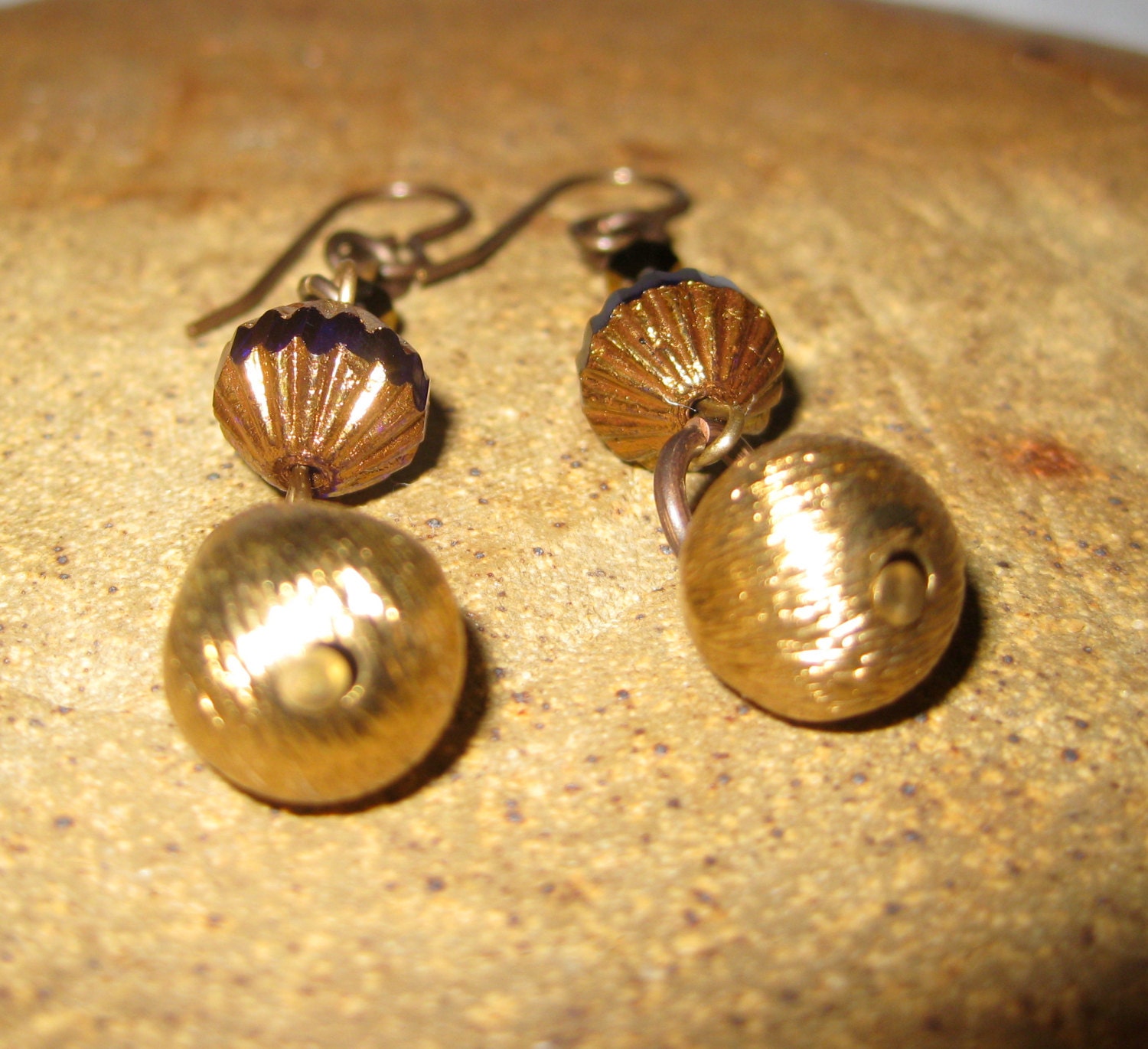 Gold Earrings, Long Earrings, Vintage Beaded Earrings, Dangle Earrings, Special Occasion Jewelry