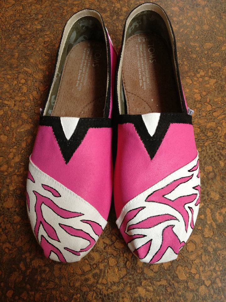 Zebra Striped - Toms - Painted - Womens/Girls